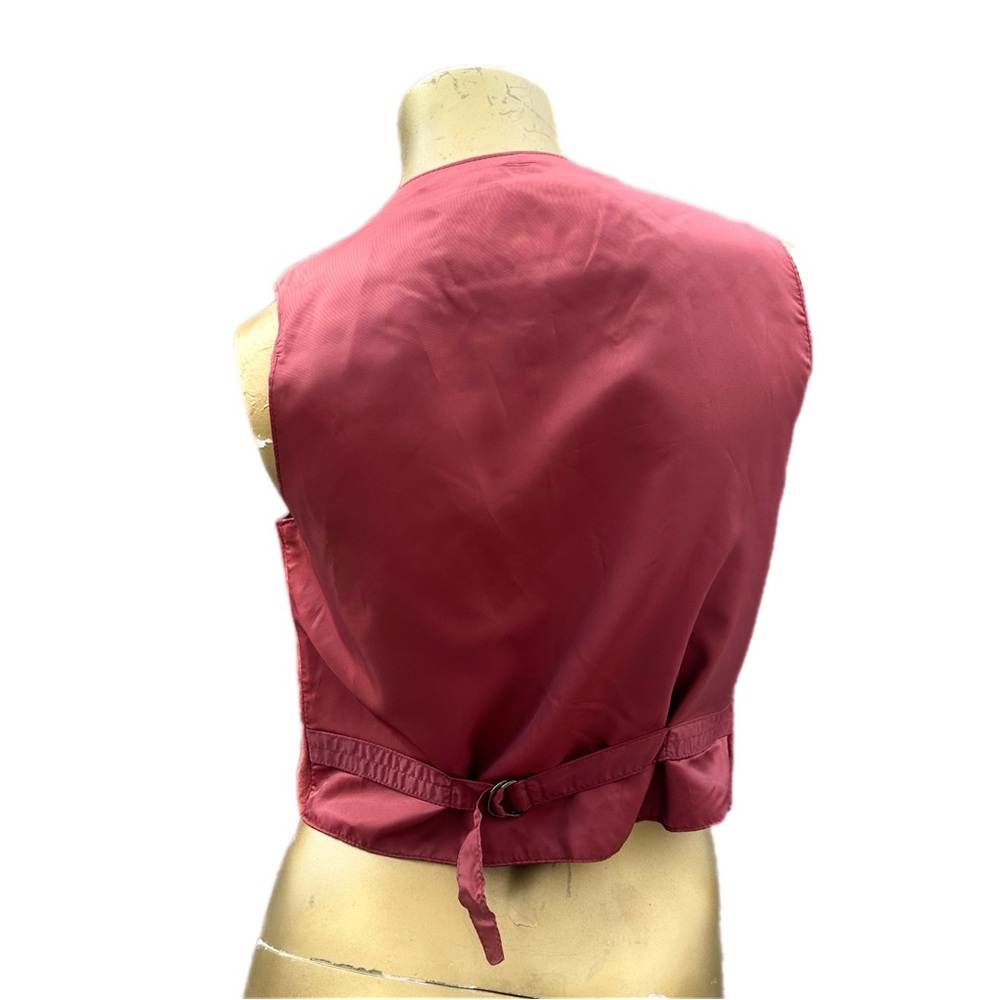 Vintage 90s Suede Vest Leather Loft L Button Front Western Minimalist, Cranberry - Picture 4 of 7